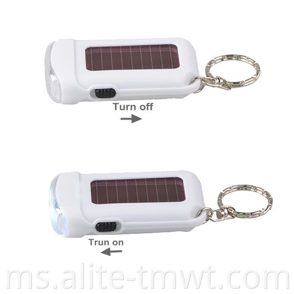 Mini PVC Plastik Peribadi LED Keychain Obor Solar